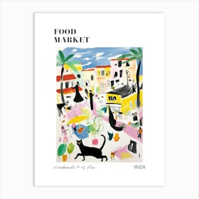 The Food Market In Ibiza 3 Illustration Poster Art Print