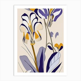 Iris Wildflower Modern Muted Colours Art Print