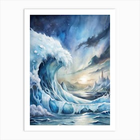 A Dramatic Poster Of A Frozen Tidal Wave In Antarc (1) Art Print