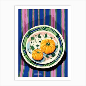 A Plate Of Pumpkins, Autumn Food Illustration Top View 48 Art Print