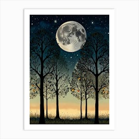 William Morris Moonlight In The Trees 19 Art Print