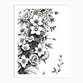 Black And White Flowers 4 Art Print