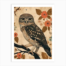 Brown Fish Owl Japanese Painting 6 Art Print