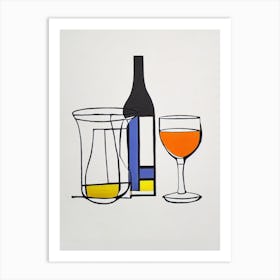 Grasshopper Picasso Line Drawing Cocktail Poster Art Print