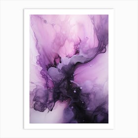 Lilac And Black Flow Asbtract Painting 2 Art Print