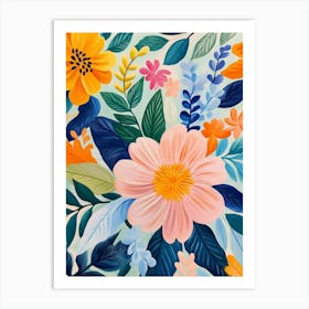 Bunte Blumen Botanic Malerei, Frühlingsblumen artprint Art Print