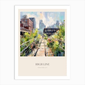 High Line Park New York City Vintage Cezanne Inspired Poster Art Print