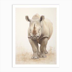 Rhino Walking Portrait 2 Art Print