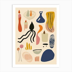 Cute Objects Abstract Illustration 11 Art Print