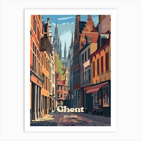 Ghent Belgium Flemish Travel Art Art Print