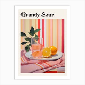 Brandy Sour Retro Cocktail Poster Art Print