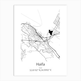 Haifa,Israel Minimalist Map Art Print