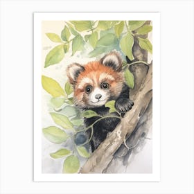 Storybook Animal Watercolour Red Panda 5 Art Print