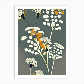 Yarrow Wildflower Modern Muted Colours Art Print