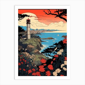 Enoshima Island, Japan Vintage Travel Art 3 Art Print