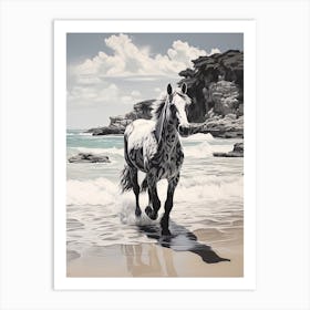 A Horse Oil Painting In Praia Da Marinha, Portugal, Portrait 1 Art Print