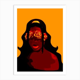 Afro Girl Art Prints Illustration Orange Art Print