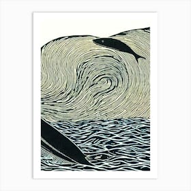 Basilosaurus Linocut Art Print