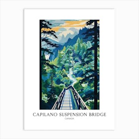 Capilano Suspension Bridge Park, Canada, Colourful 3 Travel Poster Art Print