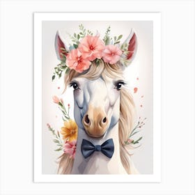 Baby Unicorn Flower Crown Bowties Woodland Animal Nursery Decor (31) Art Print