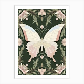 Butterfly On A Green Background Style William Morris 4 Art Print