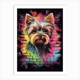 Aesthetic Yorkshire Terrier Dog Puppy Brick Wall Graffiti Artwork Art Print