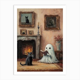 Ghost And Cat Art Print