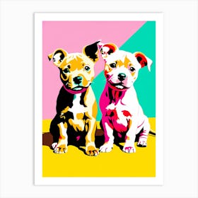 Staffordshire Bull Terrier Pups, This Contemporary art brings POP Art and Flat Vector Art Together, Colorful Art, Animal Art, Home Decor, Kids Room Decor, Puppy Bank - 148th Art Print