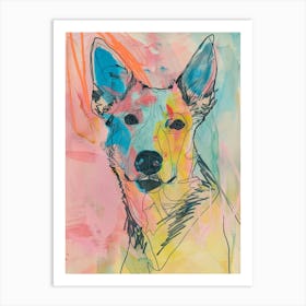 Colourful Dog Abstract Line Illustration 1 Art Print