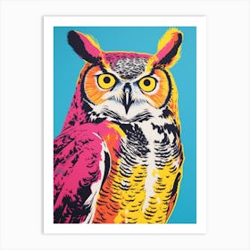 Andy Warhol Style Bird Great Horned Owl 4 Art Print