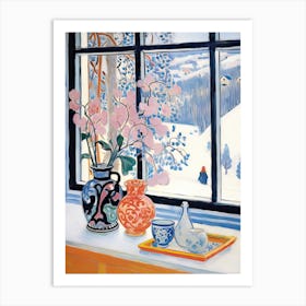 The Windowsill Of Lillehammer   Norway Snow Inspired By Matisse 3 Art Print
