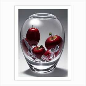 Red Apple In White Crystal 2 Art Print