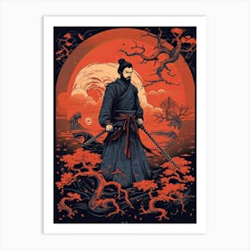 Samurai Edo Kiriko Illustration 3 Art Print