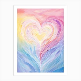 Whimiscal Rainbow Swirl Line Heart 1 Art Print