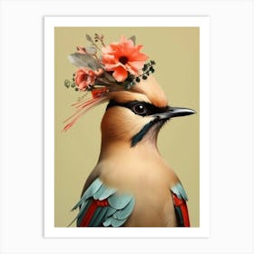 Bird With Flowers On Its Head Art Print