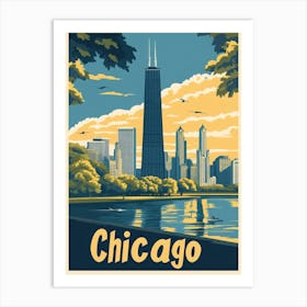 Aihrgdesign A Vintage Travel Poster Of Chicago Featuring The 4 Art Print