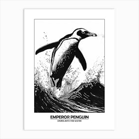 Penguin Diving Into The Water Poster 6 Art Print