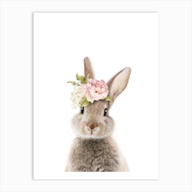 Peekaboo Floral Bunny Art Print