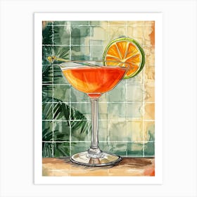 Fruity Tropical Cocktail Illustration Art Print