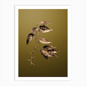 Gold Botanical European Nettle Tree on Dune Yellow Art Print