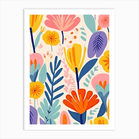 Vibrant Petal Whirl; Whimsical Flower Market Art Print