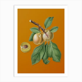 Vintage Prune Botanical on Sunset Orange n.0335 Art Print