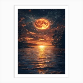 Full Moon Over Water 21 Art Print