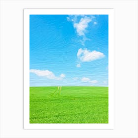 Field And Blue Sky Clouds Art Print