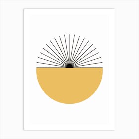 Sun Rays Yellow Minimal Mid Century Abstract Art Print