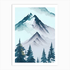 Mountain And Forest In Minimalist Watercolor Vertical Composition 293 Art Print