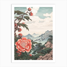 Benifuuki Japanese Tea Camellia 2 Japanese Botanical Illustration Art Print