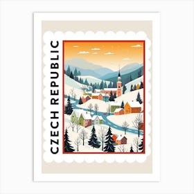 Retro Winter Stamp Poster Cesky Krumloy Czech Republic 1 Art Print
