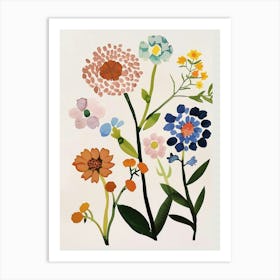 Painted Florals Scabiosa 1 Art Print