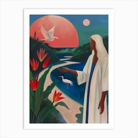 Jesus And Birds Art Print